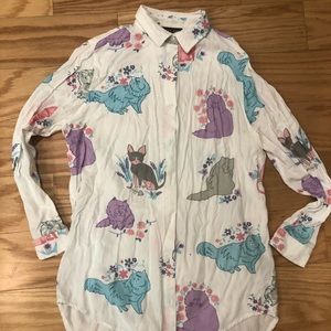 Lazy Oaf Kitty Garden button down